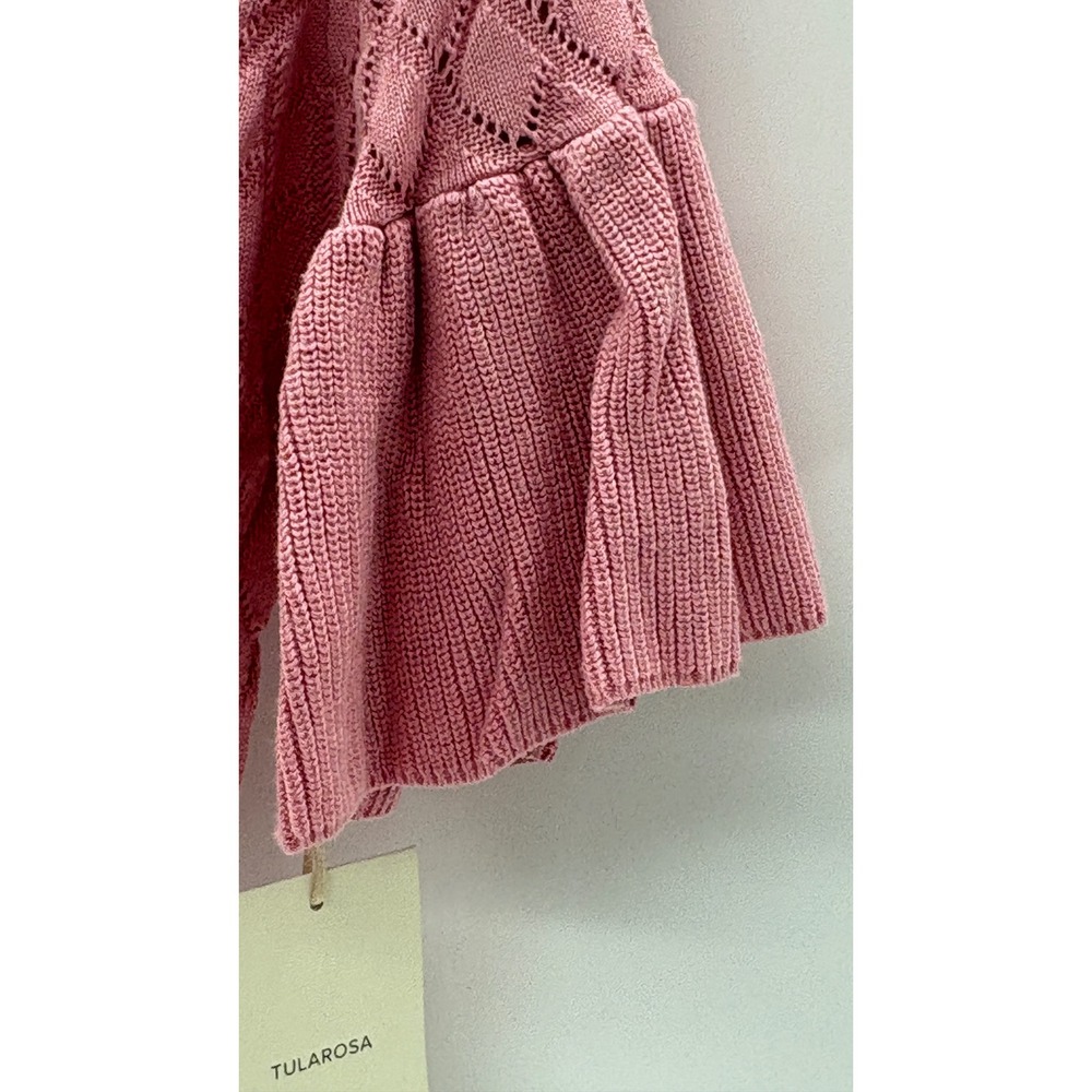 Tularosa Revolve Sweater Blouse Flutter Sleeve Crochet Women Medium Pink New - Picture 8 of 13